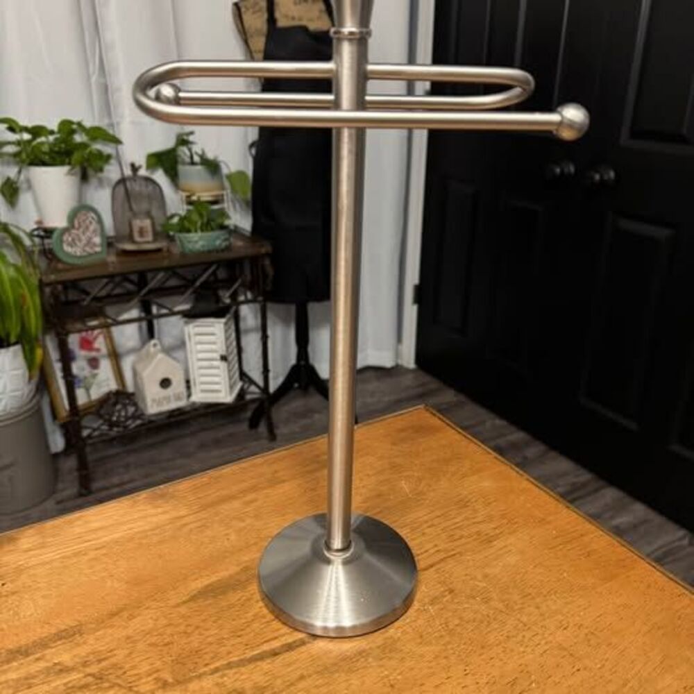 Brushed Nickel Countertop Hand Towel Holder